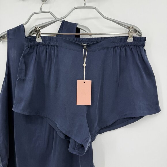 Quince Washable Silk Pajama Set Size XL Women’s in Indigo Blue Tank and Shorts - Picture 6 of 7